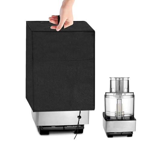 Letsteel Food Processor Cover Compatible with Cuisinart, Kitchen Appliance Covers Compatible with Hamilton Beach, Dust Cover with Storage Pockets for Large 11-14 Cup Processors, Black