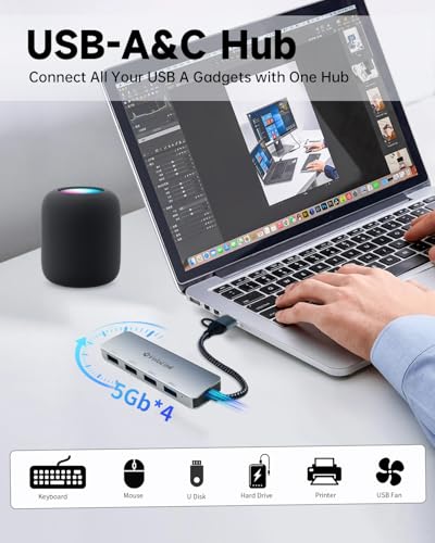 Image of USB 3.0 Hub, USB Multiport Adapter, USB Extender Hub 4 Port, USB Splitter for Laptop /PC /MacBook /iPad Pro /iMac and More