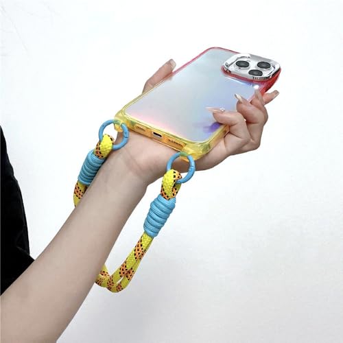 Coque antichoc iPhone 12 évite les chutes étui lanière acrylique jaune - 3