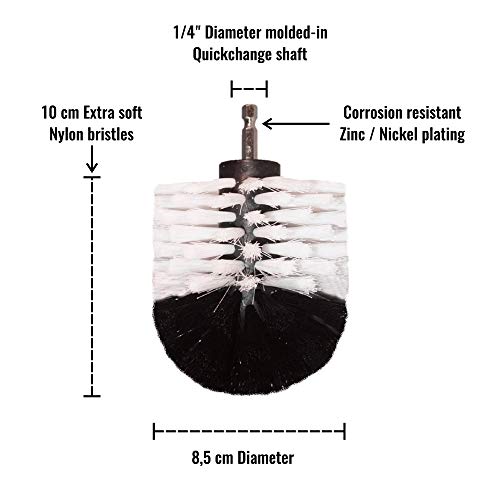 Premium Boorborstel, Extra Zacht, Wit 5st. SET. Professionele Power Scrubber. Kras geen oppervlakken. Geschikt voor tapijt, leer, stoffering, meubels, auto-interieur, glasreiniging - Image 7