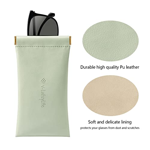 V-Lafuylife Glasses Case Soft 2 Pack - Portable Leather Squeeze Top Eyeglass Case Anti-Scratch Soft Sunglasses Case For Women #TOP2
