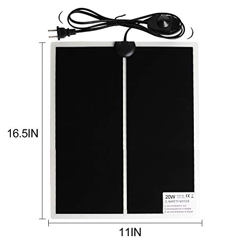 Wuhostam 20W 16.53 Inch X 11 Inch Waterproof Reptile Heating Pad Warmer Heat Mat With Temperature Controller Power Adjustment Terrarium Heater For Pets, Small Animals, Seeding #TOP1