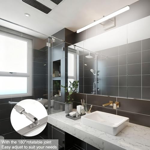 Image of Aipsun 31.5 inch Modern Brushed Nickel Vanity Light Adjustable Bathroom Light Fixtures Over Mirror Rotatable Vanity Lighting 5500K