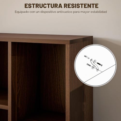 Miniatura 5 de Homcom Estantería Cubo Armario Con 7 Estantes De Diferentes Tamaños, Estantería Moderna De Madera, 50x24x106 Cm, Color Nogal