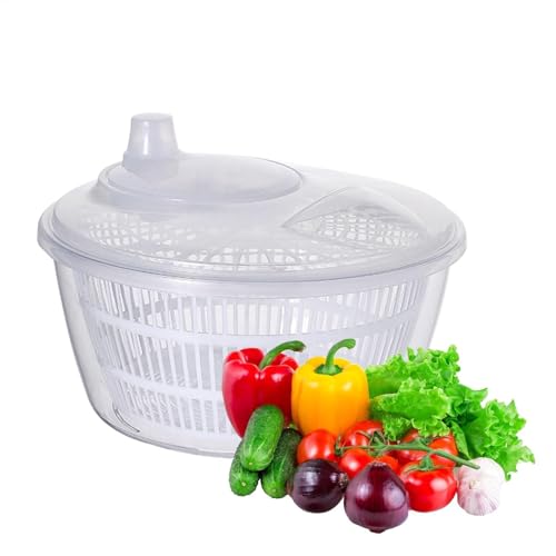 Limpiador de lechuga, cuenco para secadora de ensaladas, cesta de lavado de verduras | Lavadora de frutas grande, escurridor eficiente de agua, secadora de verduras de hoja verde de gran capacidad