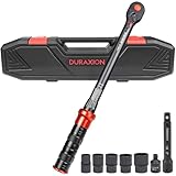 DURAXION 1/2インチ トルクレンチ セット 8点組 レッド トルクレンチ 車 プレセット型 差込角12.7 mm 20-220N.m タイヤ交換 バイク用 自動車 エンジン 作業工具 オートバイ 機械の整備 高精度 正向±3％ 逆向±5％ 見やすいダブル目盛り 大きい音 左右回転 72ギア 5°送り角 快速着脱 CRV材質ソケット 校正証明書 日本語取扱説明書 収納ケース付き