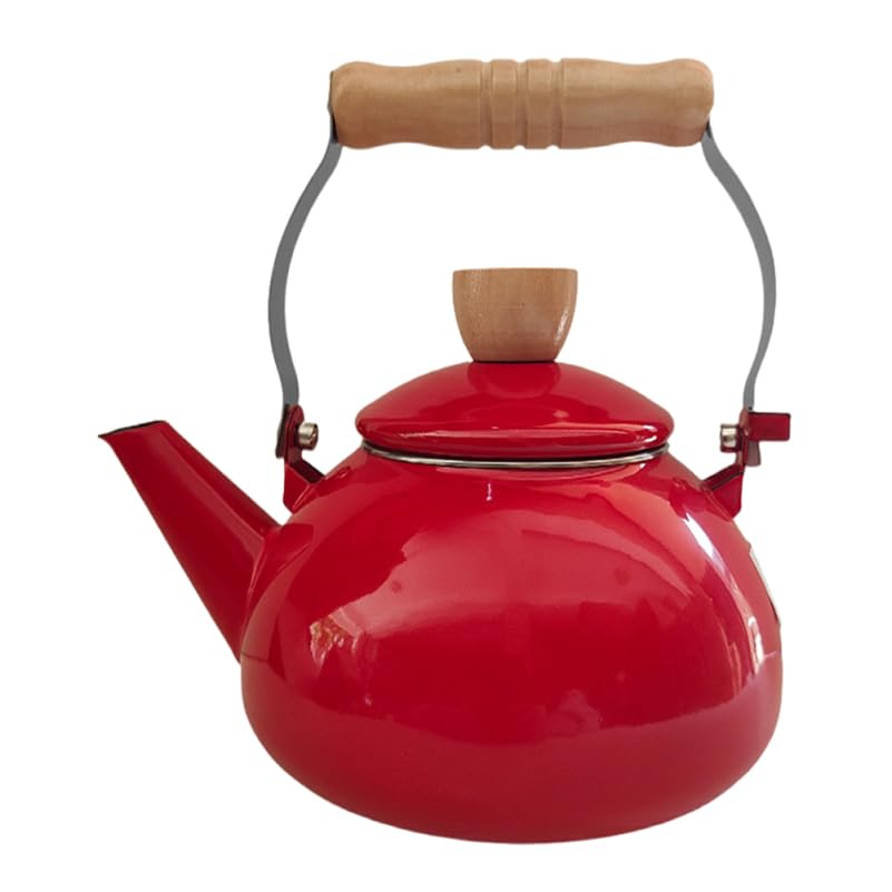 VALICLUD Emaille-Wasserkocher Für Herd Teekessel Mit Griff Wassertopf Aus Emaille Für Tee Und Kaffee Gleichmäßige Wärmeverteilung Leicht Zu Reinigen 21.00 X 16.00 X 16.00 Cm