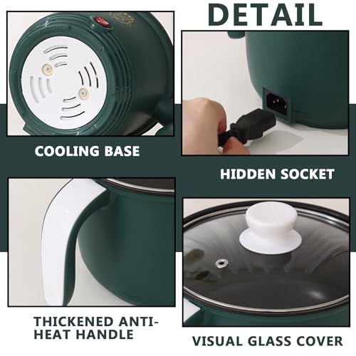 Sartén eléctrica, Mini olla caliente eléctrica, olla caliente eléctrica de 1,8 litros, multicocina antiadherente, olla de sopa rápida portátil, olla eléctrica para oficina en casa, dormitorio de - imagen 8