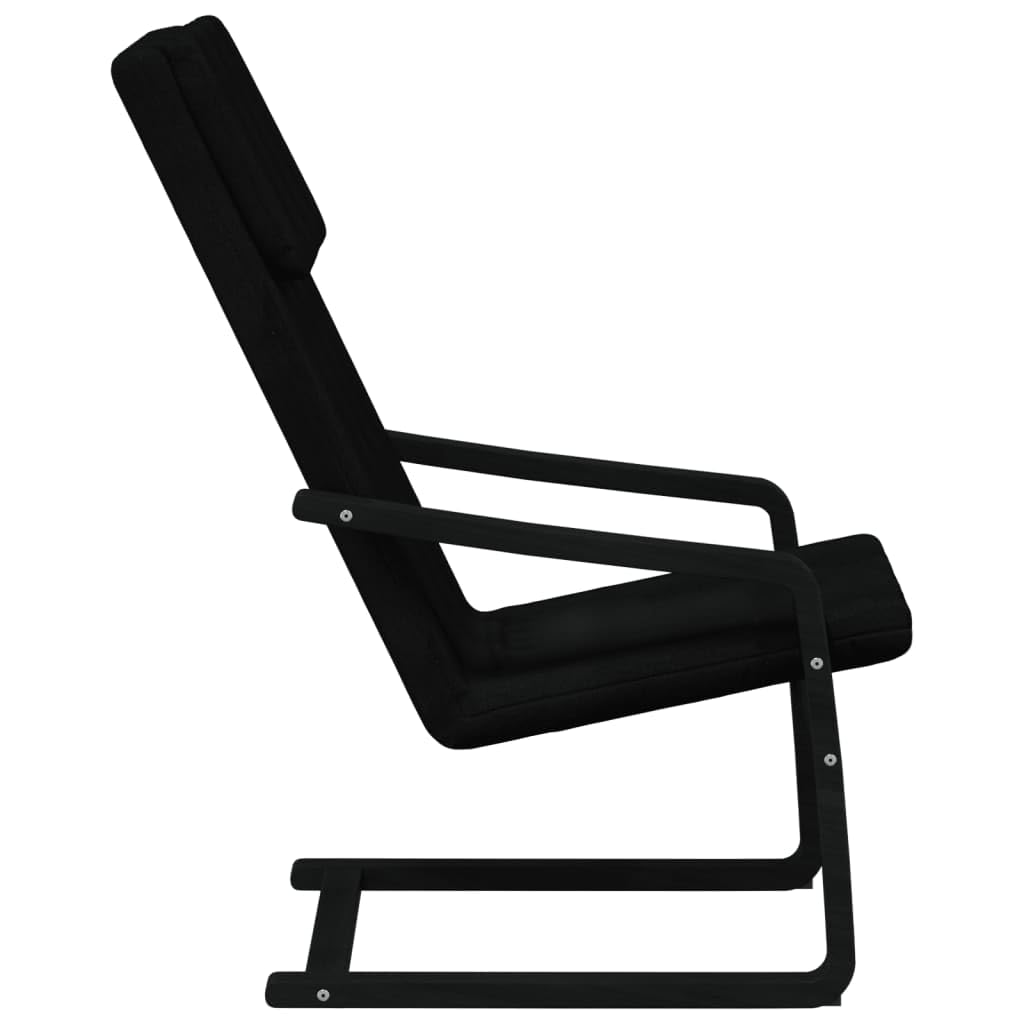 Sedia relax nera in tessuto con imbottitura ergonomica e struttura in legno massello di betulla 59x82x98 cm, poltrona reclinabile per soggiorno, ufficio, camera, ideale per riposo e lettura