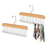 2Pcs Belt Hanger for Closet, Belt Hanger for Wardrobe, Wooden Belt Organizer with 8 Hooks Space Saving Tie Rack Wooden Sturdy 8 Hook Belts Holder for Ties Scarf Bras