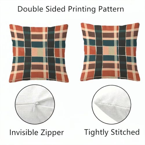 Housse coussin canape 55x55 imperméable double face plaid lin lot de 4 taies oreiller extérieur