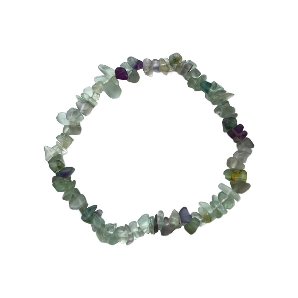 VIE Gemstone Chip Stretch Bracelet, Green Fluorite