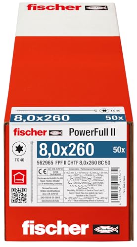 fischer PowerFull II 8,0 x 260, Premium Vollgewindeschraube (50 Stk.) mit innovativer Spitzengeometrie… – Ansicht 2