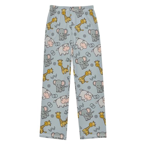 ZZKKO Cute Hippo Elephant Giraffe Boys Pants for Kids Jogger Pants with Pockets S-XL