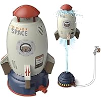 Rocket Design Water Sprinkler for Kids - Hydraulic Liftoff & Spin Outdoor Toy, Backyard Water Pressure Play Set for Summer Fun & STEM Learning (Gray)