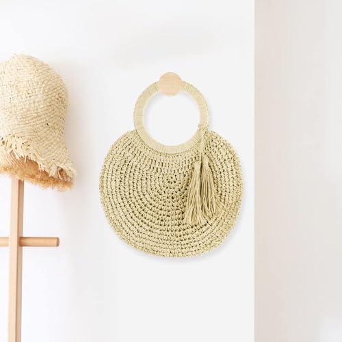 Bolso Tote de Paja para Mujer Beige miniatura 2