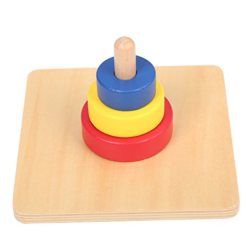 Image of Montessori Materials Three Discs on a Vertical Dowel for Preschool Baby Toys