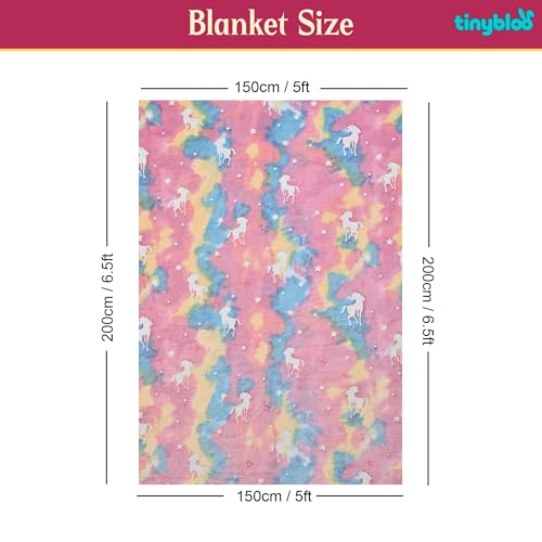 Image of Glow Blanket for Kids 200x150 cm, Pink Unicorn Glow in The Dark Blanket, Soft Flannel Fleece All Season Kids Blanket, Birthday Gift for Boys & Girls