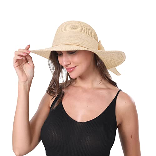 Sun Hats For Women - Women's Lightweight Foldable Beach Sun Hat With Wide Brim-Upf 50 Uv Protection Floppy Sun Hat Beige #TOP5