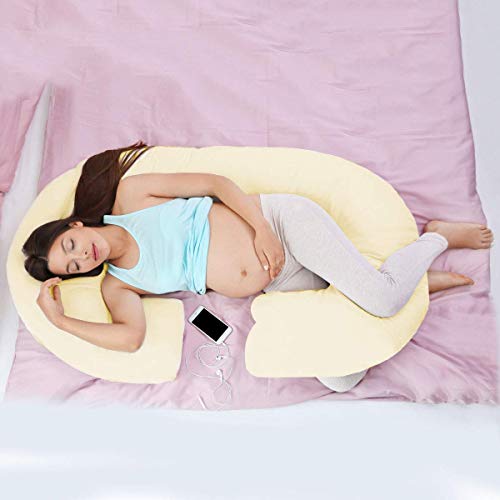 Reuniong Pregnancy Body Pillow Foam Soft Comfort Support Cushion Full Body Pregnancy With Maternity Zipper Removable Cover C Shaped, Standard #TOP11