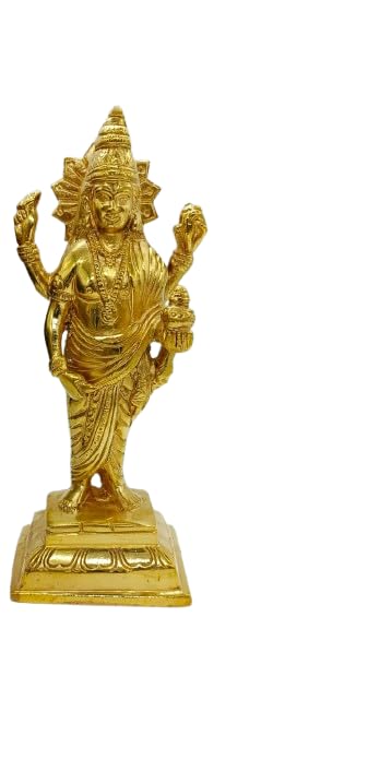 Shubh Sanket Vastu Dhanvantari The Physician of The God (Holding The Vase of Immortality) - Brass Statue,Brass Statue, 8.5x3x2.5 Inches