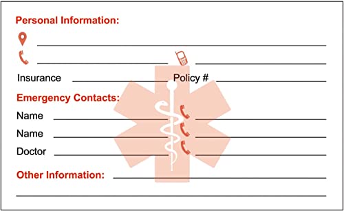 Cartes d'identification médicales d'urgence RXBC2011 pour protéger vos proches