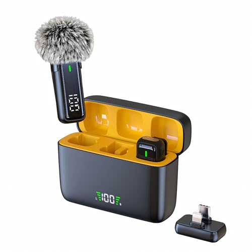 Microphone cravate sans fil anti bruit avec étui de charge pour mobile
