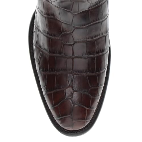 Image of Vaccari Men's Travis Genuine Mocha Alligator Belly Leather Round Toe Western Cowboy Boots - 8 D