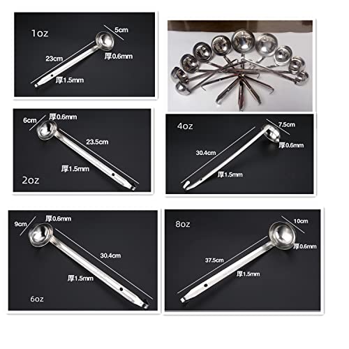 5Pcs Soup Ladle And Ladle Spoon,Odowalker Stainless Steel Hooked Handle Ladle With Pouring Rim For Kitchen Cooking Soup Sauce (1Oz, 2Oz, 4Oz, 6Oz, 8Oz) #TOP2