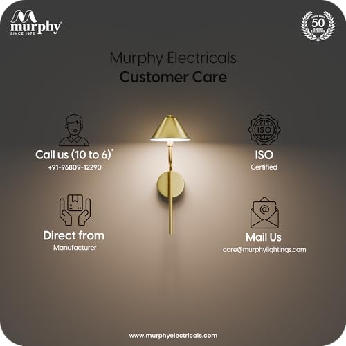 Image of Murphy Cone Glow 6W LED Wall Lamp Pack of 2 | 3-in-1 Color Changing (Cool White /Natural White /Warm White) | Premium Gold Aluminium Finish | Decorative Wall Light | 2 Year Warranty