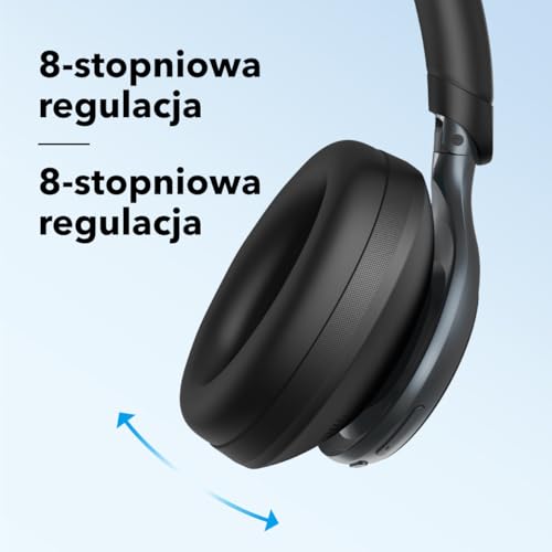 Soundcore by Anker Space One: adaptacyjne słuchawki z ANC, 2x silniejsza redukcja głosu, 40h odtwarzania z ANC, obsługa aplikacji, bezprzewodowy dźwięk LDAC, wygodne dopasowanie, (Czarny)