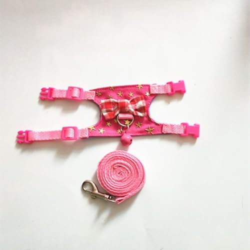 Brfveob 小動物用 ハーネス リード ハムスター用 りぼん付き ベストハーネス 牽引ロープ ベル付き マジックテープ 胸あて式 胴輪 外れにくい 装着簡単 調整可能 通気性 柔らかい 夏 豚 リス 針鼠 子猫 子犬 ハムスター フェレット モルモット