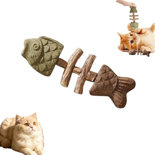 cooluder Catnip and Silvervine Chew Sterling Whiskers Catnip & Silvervine Chew Fish 3 Pack Fish Bone Shaped Chewing Natural Dental Care Chewing for Cats (Mix1)