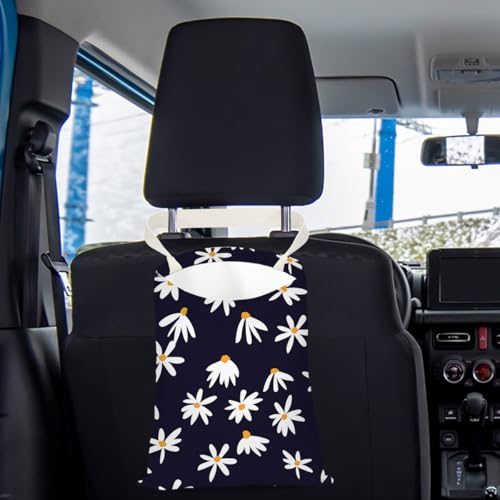 Image of Daisy Decor Car Trash Bag Car Garbage Bag Hanging Cars Trash Can Spring Decor Waterproof Cars Back Seat Organizer for Vehicle Travelling Camping