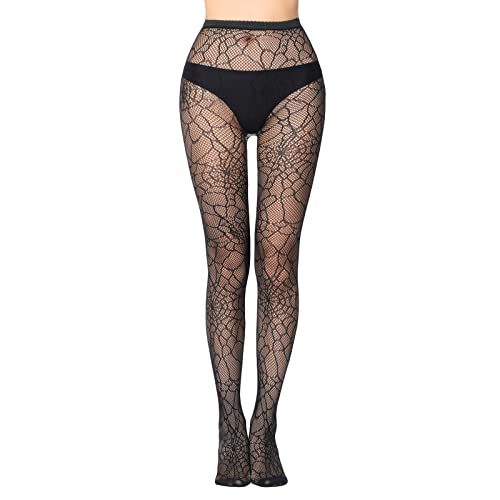 Littleforbig High Waist Fishnet Mesh Net Stockings Jacquard Pantyhose3