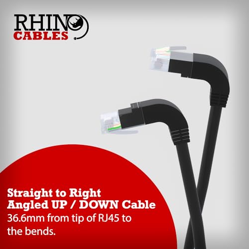rhinocables RJ45 Network Cable Right Angle to Right Angle 90 Degree CAT5e Ethernet Network Lead (0.50m) - Image 4