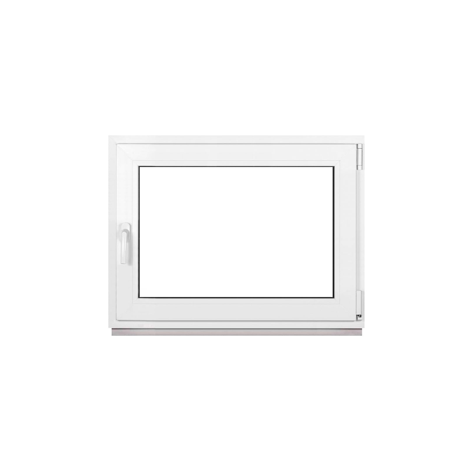 Finestra in Plastica Bianca Larghezza x Altezza 100 x 70 cm (1000 x 700 mm), Triplo Vetri (32 mm), Anta-Ribalta, Girevole DIN Sinistra – Premium