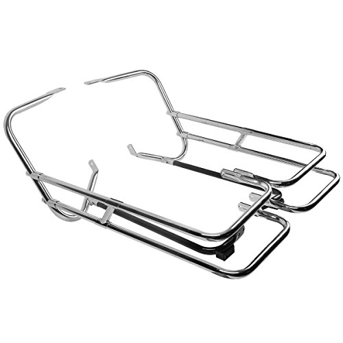 Green-L Saddlebag Guard Rail Mounts Bracket Protector Fit for Harley Touring Road King Street Electra Glide 1997-2008 (Chrome+Black)