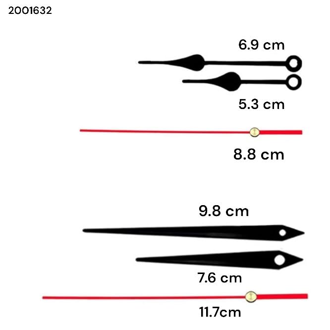 Movimento Orologio Da Parete Al Quarzo | Lancette Nere A Punta Quadrata, Con 2 Coppie Di Ricambio - Foto 7