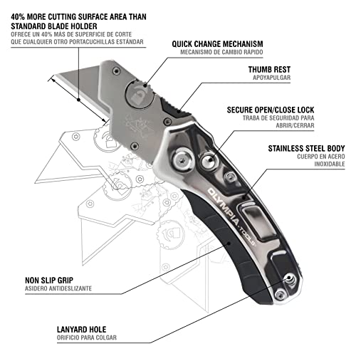 Olympia Tools Faca de aço inoxidável Turbofold 33-125