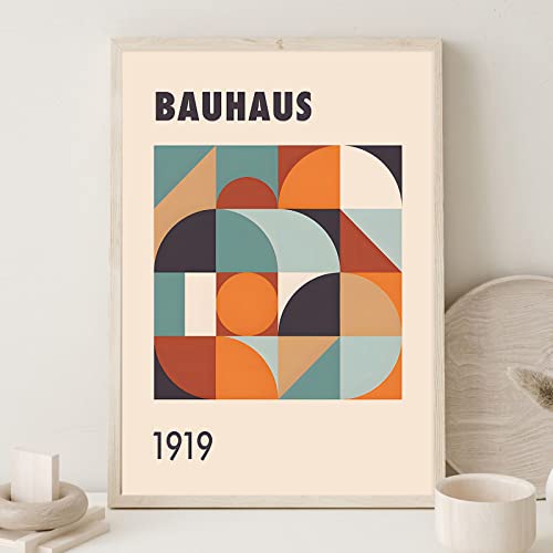 Bauhaus Wall Art Mid-Century Modern Artwork Geometric Bauhaus Poster Blue Orange Color Block Art Print Geometric Abstract Shapes Wall Art Minimal Art Prints Modern Abstract Wall Art 16X24Inch No Frame #TOP6