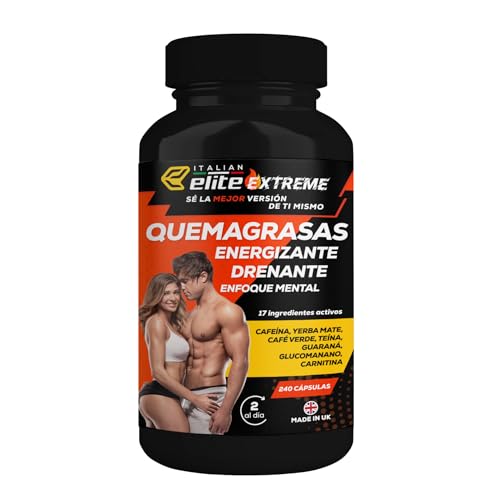 Elite Extreme, Quemagrasas potente para adelgazar 240 cápsulas. Termogénico Drenante Diurético Energizante, muy rapido y efectivo para Hombre y Mujer.