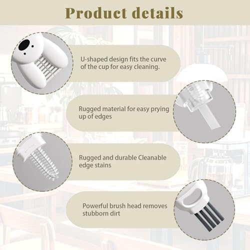 Image of 3 Pack Rabbit Shape Cup Lid Cleaning Brush with 4 Straw Brush, 4 in 1 Water Bottle Gap Cup Cleaner, Multifunctional Tumbler Lid Cleaning Tool for Mouth Crevice Tight Spaces