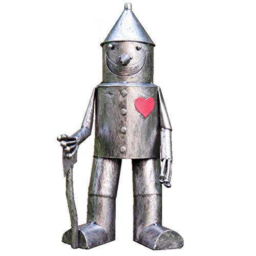 41cm Tall 'Tin Man & His Heart' Metal Garden Sculpture with Axe Small