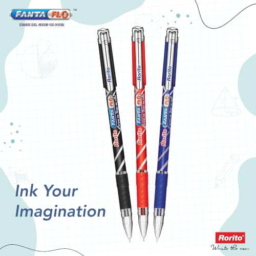 Image of Rorito Fantaflo Ball Pen | Pack of 20 | Revolutionary Glide Ink | Soft Comfort Grip | Attractive Design | Ideal Pen for Students | Red Ink