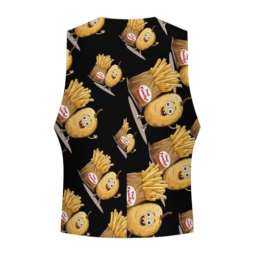 French Fries Potatoes French-fried Men's Suit Vest Waistcoat Vests Formal Dress with 2 Pockets for Business Casual Tuxedo4