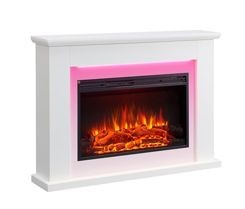 FLAMME Ingleton Fireplace with 48" surround with 2kW Fireplace Heater White Multiple Colours Available