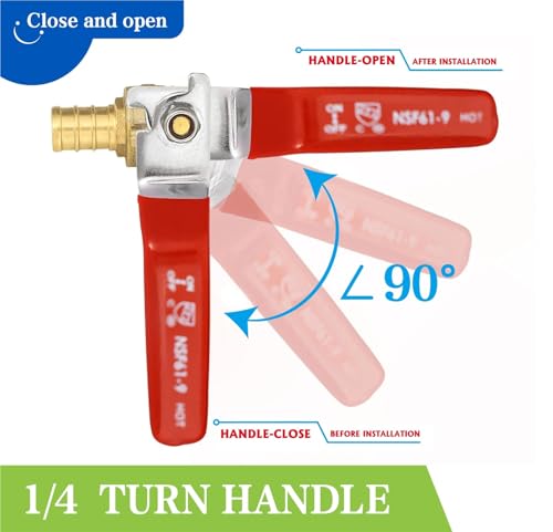 Válvula de bola PEX 1/2" de paso total para un flujo máximo de agua en casa, pack de 2 6