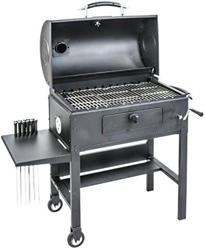 charcoal bbq with rotisserie and smoker