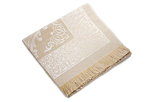 ihvan online Muslim Prayer Rug and Beads with Elegant Slub Fabric Bag | Janamaz | Sajadah | Soft Islamic Prayer Rug | Islamic Gifts | Prayer Carpet Mat, Taffeta Fabric, Ecru - 8